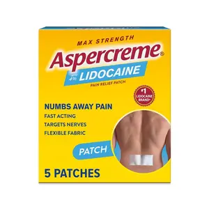 Aspercreme Max Strength 4% Lidocaine Topical Numbing Pain Relief Patches 5 Count Odor Free Fast Acting Flexible Fabric