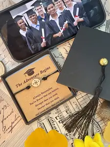 UFS Stainless Steel Compass Graduation Bracelet for Her & Him, "The Adventure Begins" Inspirational Graduation Gift with Message Card & Gift Box, Adjustable Cord Bracelet for High School/College Graduates 2026