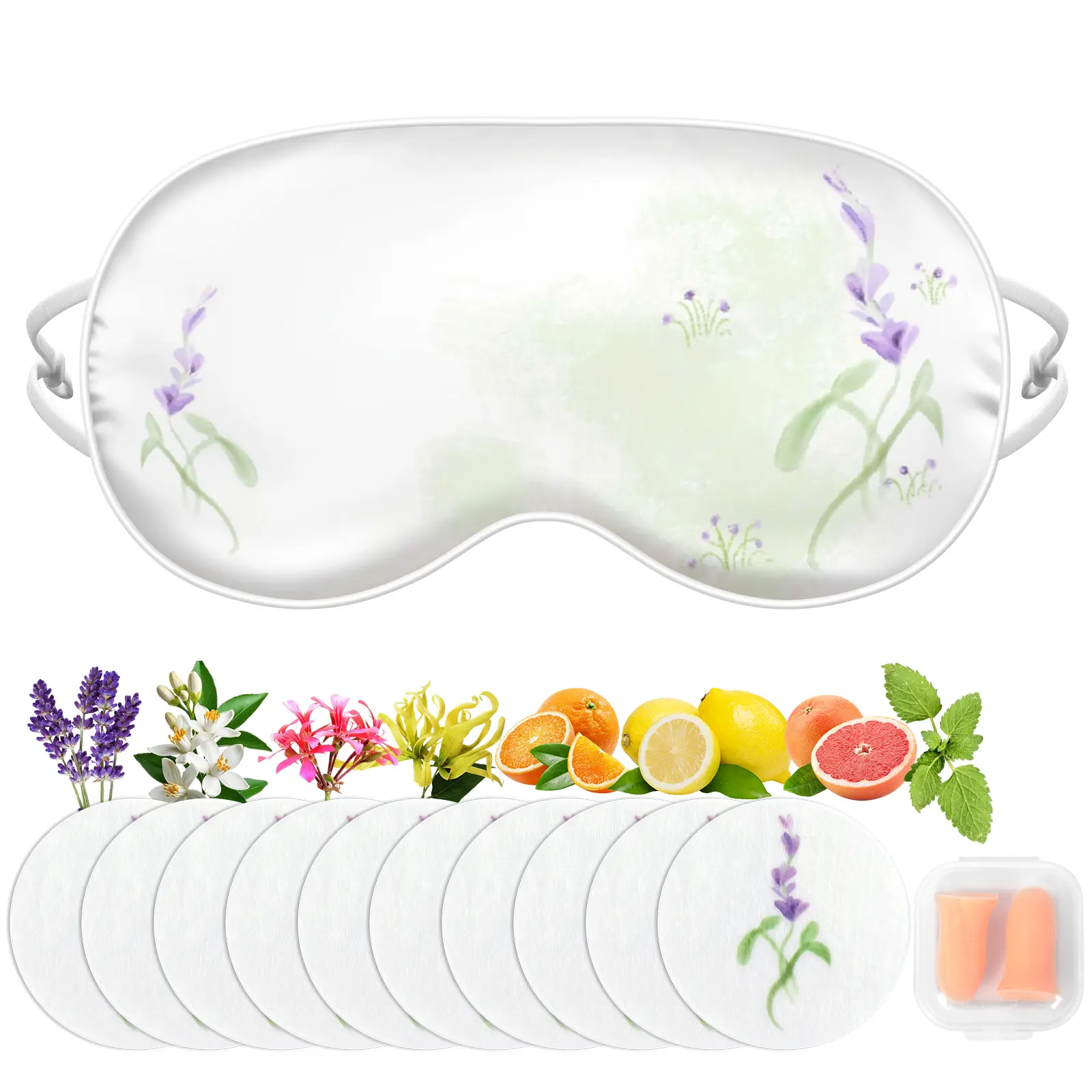 Sleep Eye Masks-The Sleep Trilogy–Pure Mulberry Silk Lavender Sleep Mask for Women with Adjustable Strap, Essential Oil Sleep Patches, Soft Noise Cancelling Earplugs for Sleep Travel Nap