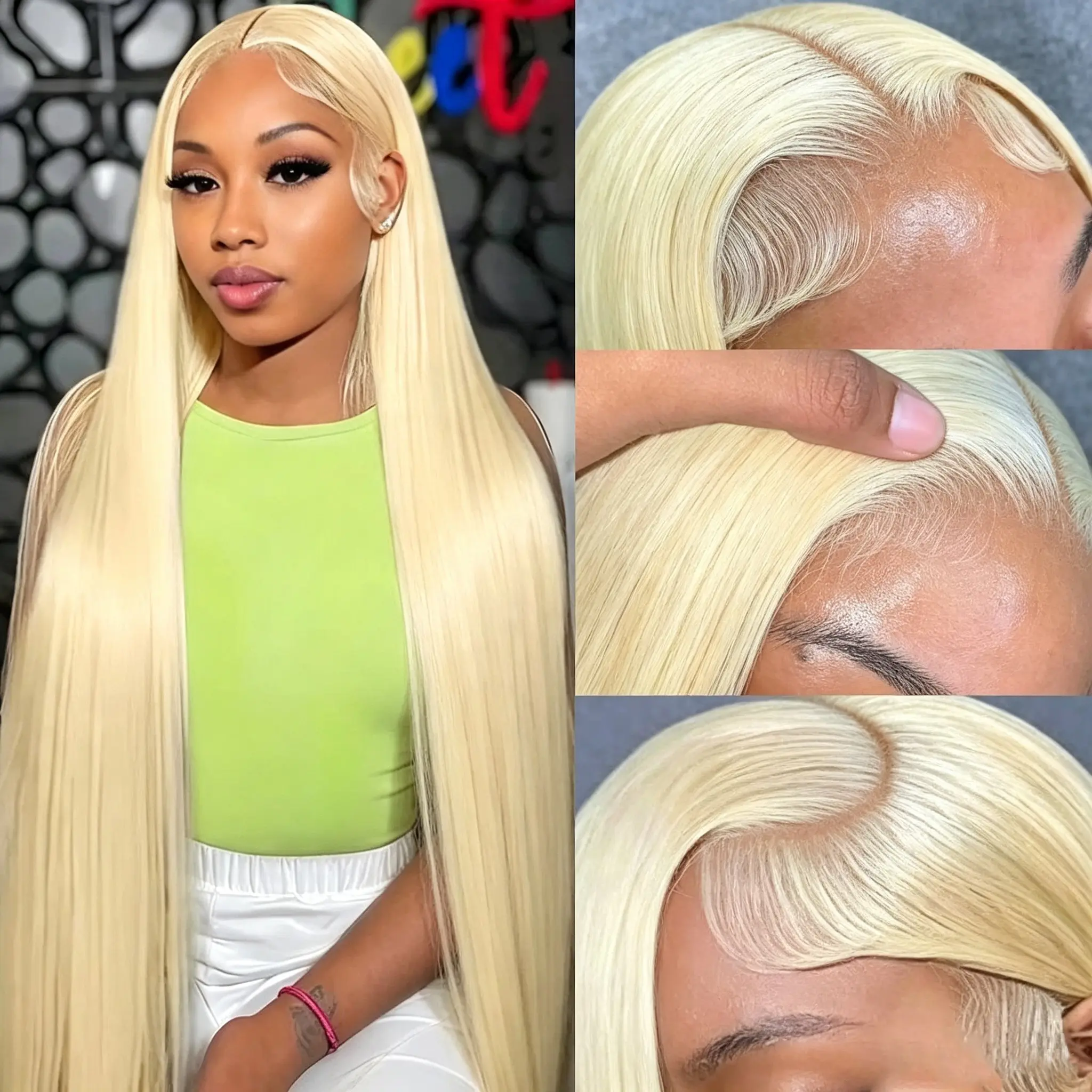 30Inch 40inch 613 Blonde Human Hair Wig Straight 13x6 HD Transparent Lace Wig For Women Pre Plucked 180% Denstiy Body Wave Wigs