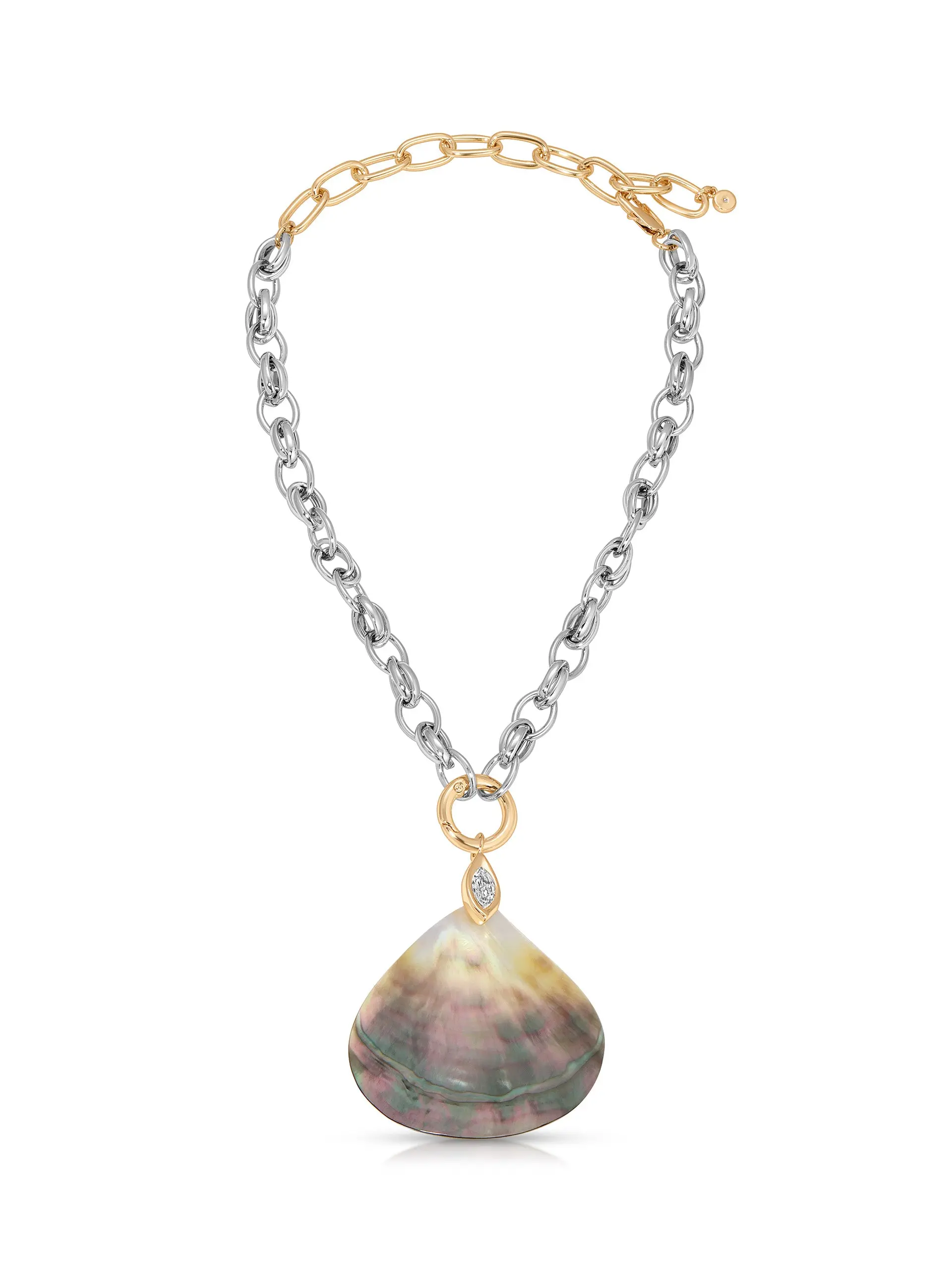 Mixed Metal Shell Statement Necklace