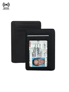 Carbon Fiber RFID Blocking Slim Wallet Credit Card Holder Pu Leather Minimalist Male Card Case Smart Wallets for Men Cardholder Rfid Card Slots Credit Card Organizer