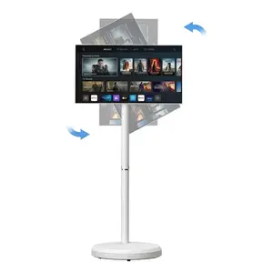 FantasyView 22" Portable Smart TV on Wheels, Touch Screen, 1080P FHD, Android 15, 4GB+64GB, 6000mAh Battery, 360° Rotating