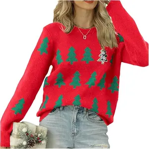 Women's Ugly Funny Christmas Sweaters Long Sleeve Knit Pullover Sweater Cute Reindeer Tree Snowflake Sweater