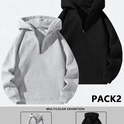 Mens Solid Pullover Fztz TikTok Shop