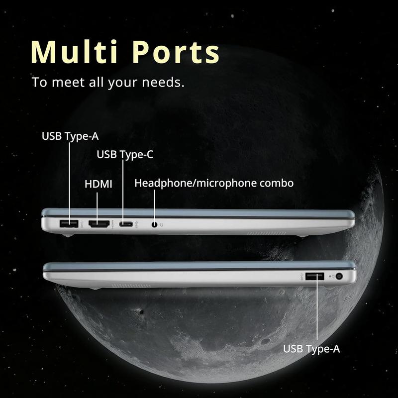 HP 14" HD Laptop for Business, AMD Athlon 7120 Processor, 4GB DDR4 RAM, 128GB SSD, AMD Radeon Graphics, 720p HD Camera, Copilot, Wi-Fi 6, Windows 11 Pro, Moonlight Blue