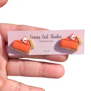Pumpkin Pie Polymer Clay Earrings - Nickel Free & Durable Autumn Accessories for Women
