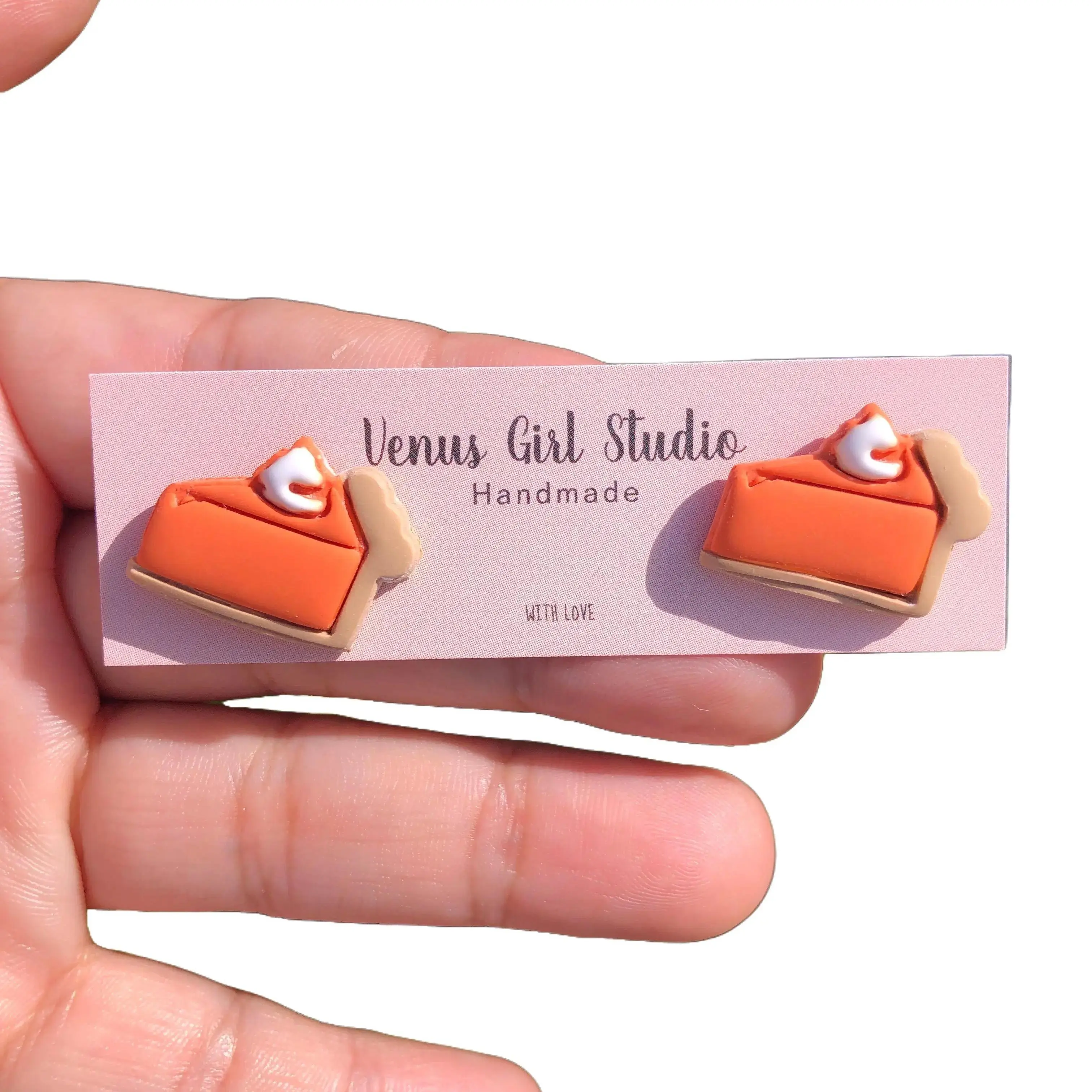 Pumpkin Pie Polymer Clay Earrings - Nickel Free & Durable Autumn Accessories for Women