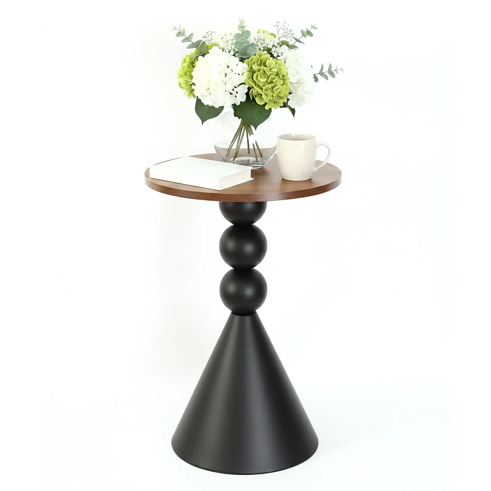 Luckybell Wood Round Tabletop Martini Table,Vintage Drum Side End Table,Modern Nightstand Accent Pedestal Tables Drink Tables for Small Space Living Room, Bedroom,Walnut