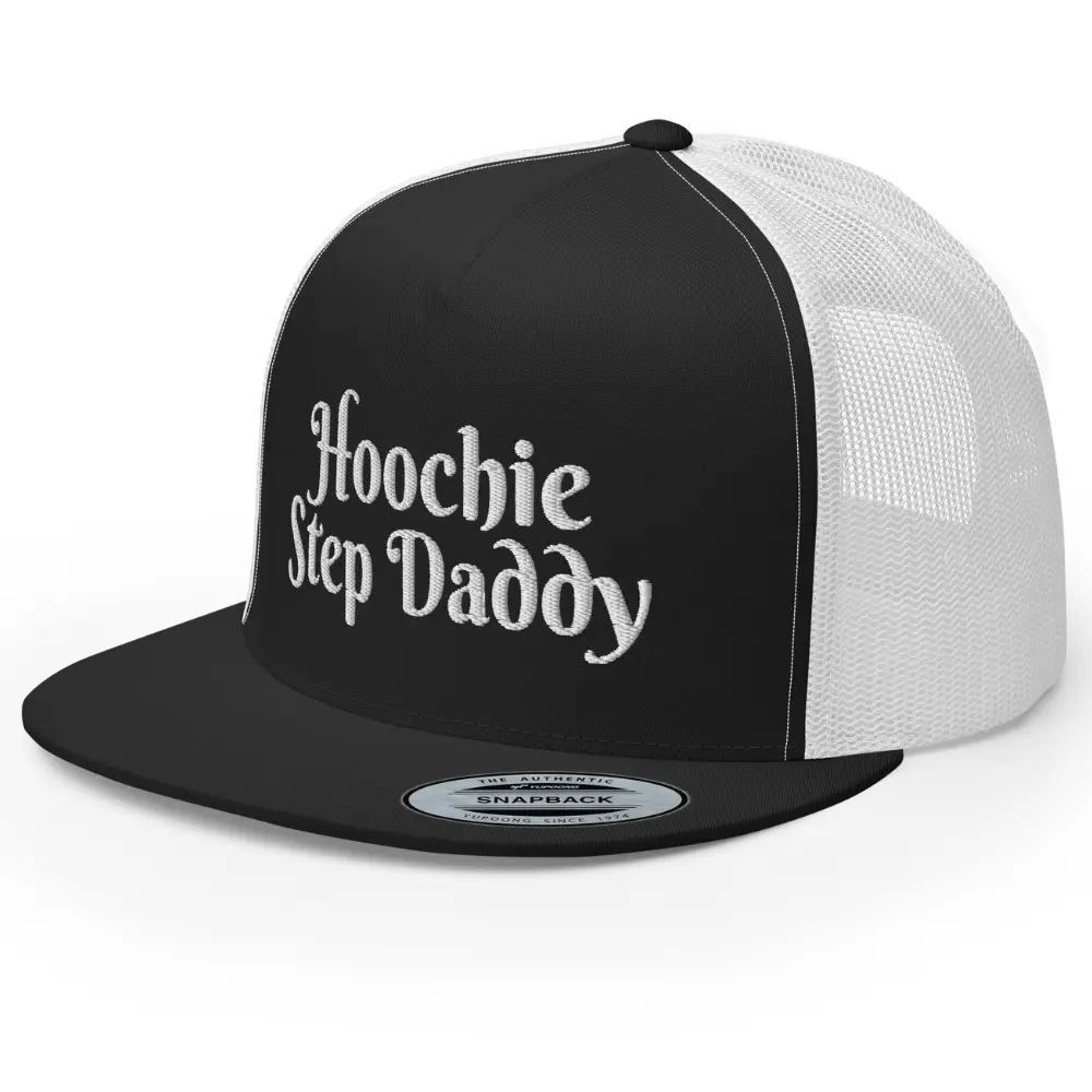 RIVEMUG NG Hoochie Step Daddy Embroidereed Flat Bill Trucker Hat High Crown Adjustable Cap