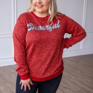 Southern Grace Cheerful on Sparkly Glitter Sweatshirt