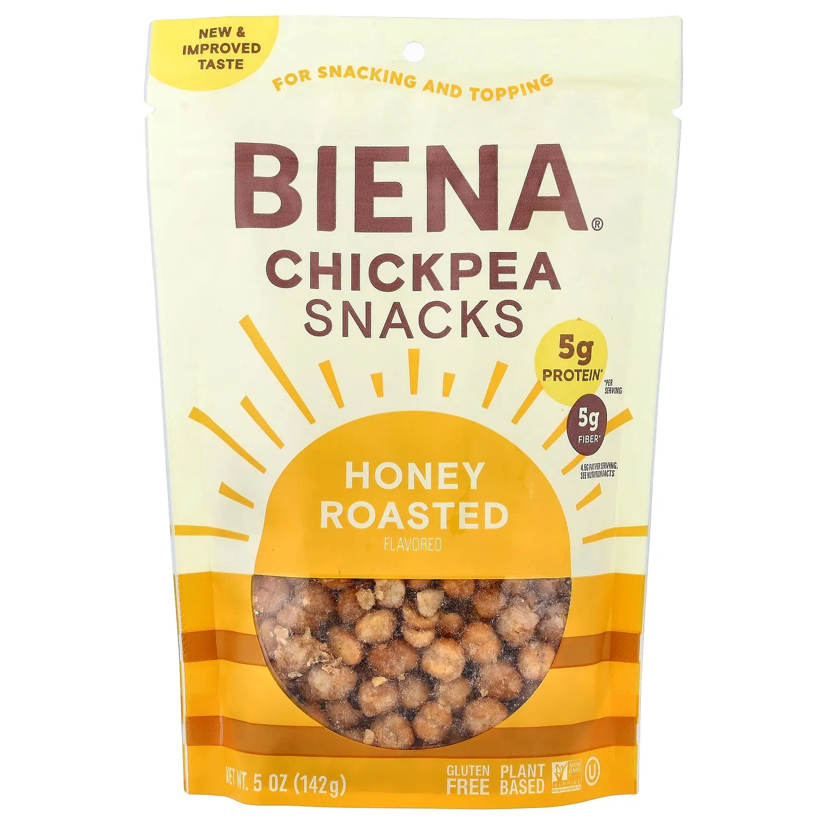 BIENA Chickpea Snacks, Honey Roasted, 5 oz (142 g)
