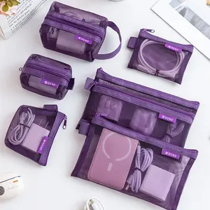 6pcs Minimalist Transparent Mesh Coin Pouch, Portable Mini Zipper Wallet, Card Key Money Holder, Travel Essential Accessories