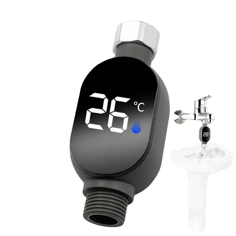 Instant Shower Temp Monitor - 1/2 Inch Bottom Outlet Gauge, Accurate Digital Sensor, Family Safe Device