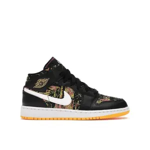 Jordan Kid's 1 Mid Black Laser Orange Bright Melon, from StockX