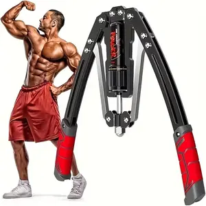 Hydraulic Adjustable Arm Trainer (22-440 lbs) – 20-Level Resistance, Carbon Steel Home Gym Equipment, Foldable Non-Slip Handle, Multi-Muscle Workout for Chest/Shoulder/Back Five-In-One Grip