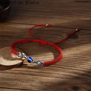 2026 Evil Eye Elephant Braided Bracelet Adjustable Stack Bangle for Men Women Red String with Blue Eye Charm
