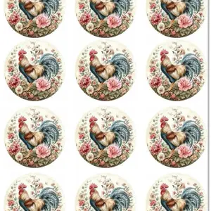 Chicken cupcake toppers EDIBLE toppers Chicken cookies Chicken theme Rooster cupcake toppers