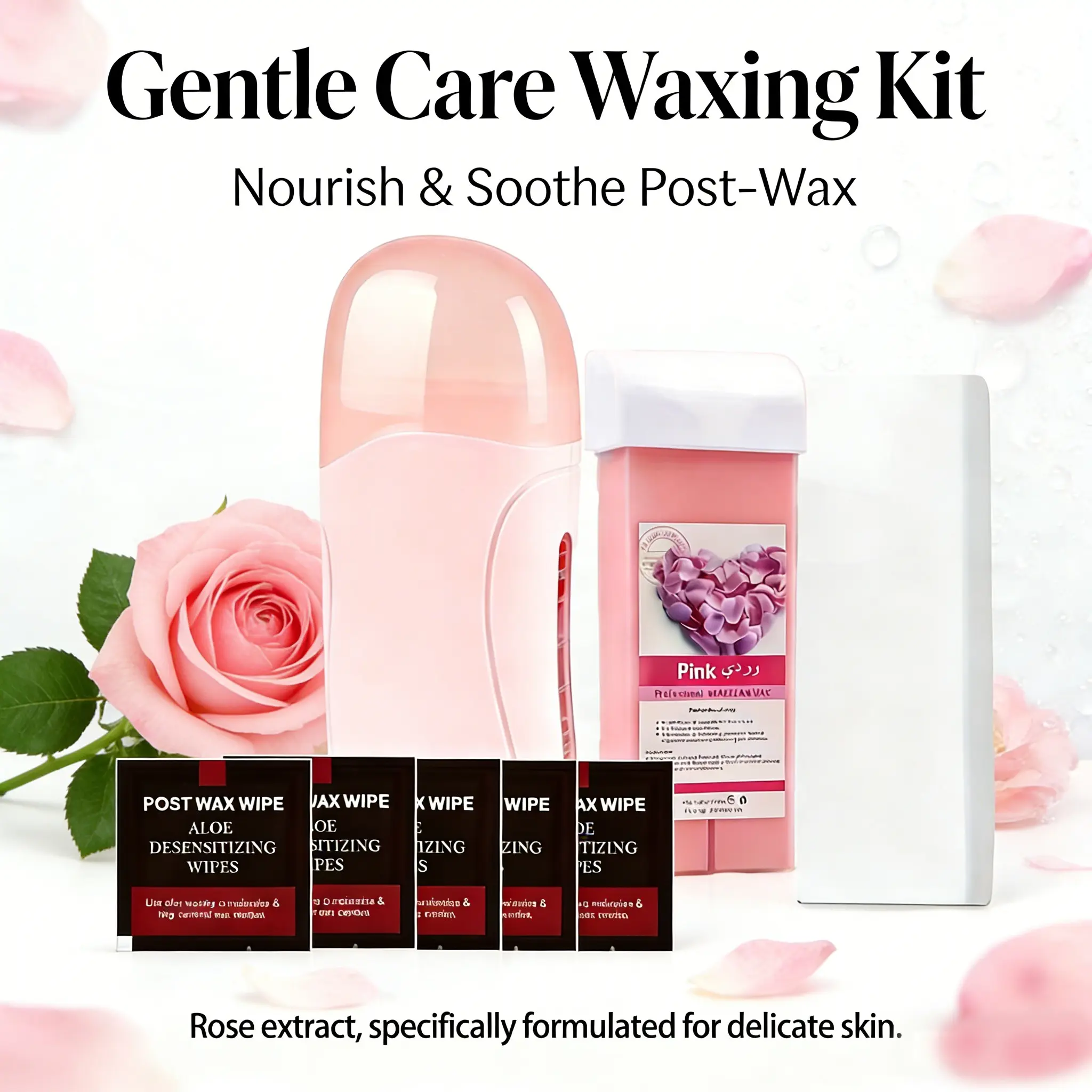 Roll on Wax Warmer Kit, Roller Waxing Kit for Women & Men Sensitive Skin, Wax Roller Kit, Body Care Compound Hair Removal, Hair Removal Solution, Body Hair Remover Wax Tools, Wax Strip Kit, Home Waxing Kit, Hot Wax Heater
