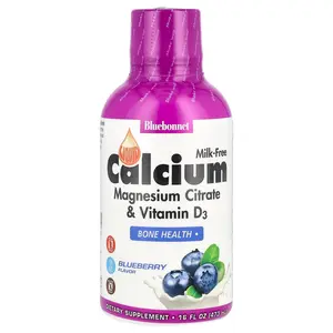 Bluebonnet Nutrition Liquid Calcium Magnesium Citrate & Vitamin D3, Blueberry, 16 fl oz (473 ml)
