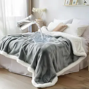 Throw Blanket - Sherpa Fleece Reversible Cover, Soft Warm Leak-Proof Bed & Couch Protector for , Pets & Everyday Spills ( Gray/Cloud White, Throw 50x60
