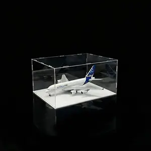 Clear Acrylic Simple Self-Assembly Display Box with White Base, Removable Figures Toys Props Display Riser Stand, Cube Countertop Decorative Storage Box for Home Organization, 40*30*20cm(Model not included)