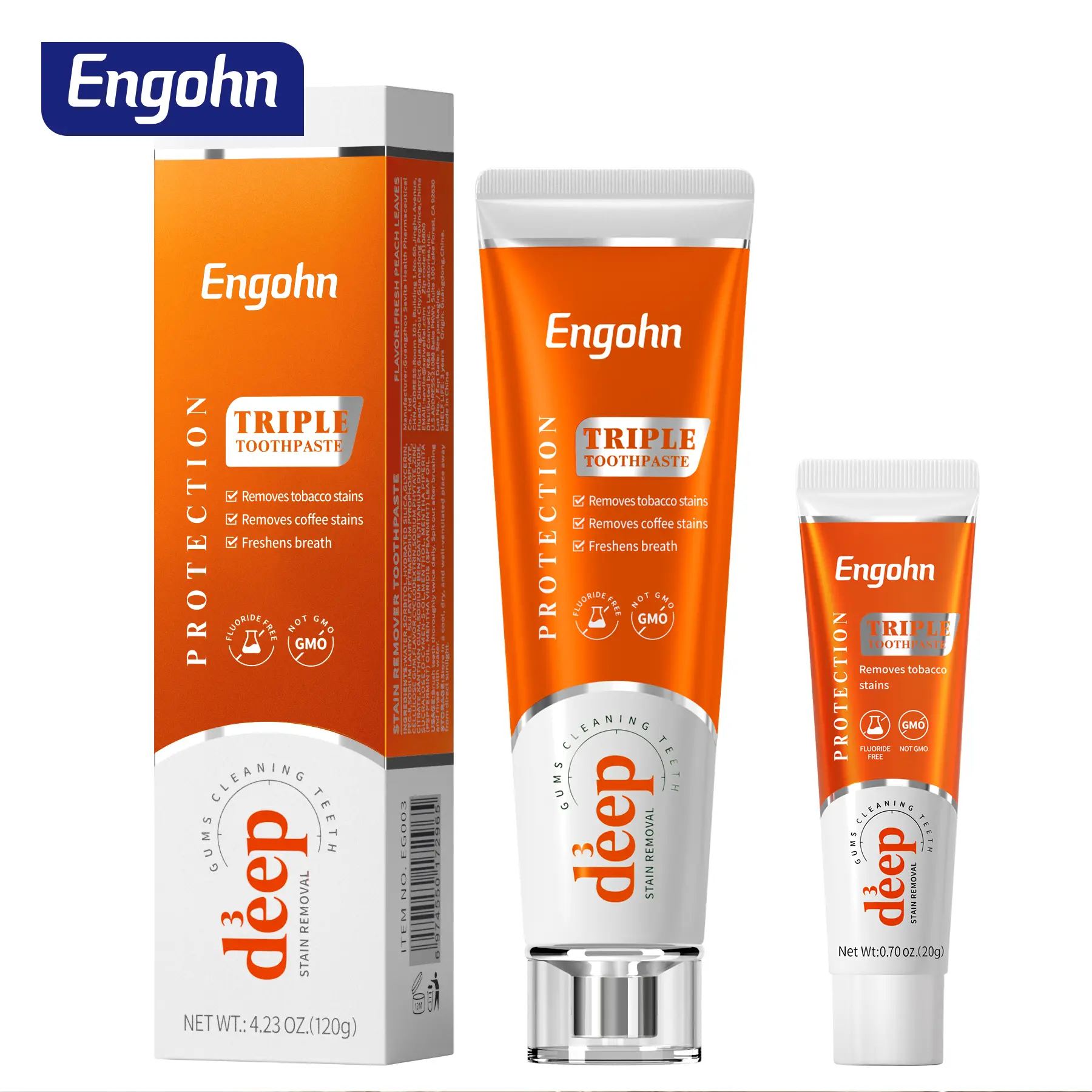 Engohn 2pcs Fluoride-Free Toothpaste 120g 4.23oz 7-Day Effective Whitening Stain Removal Fresh Breath Probiotic Toothpaste with Six Fresh Factors for Sensitive Teeth - Oral Fresh Breath Toothpaste