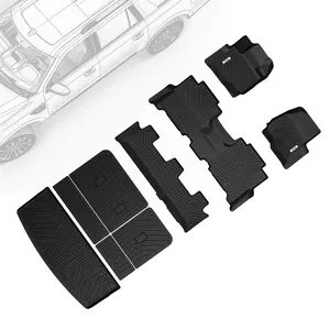 OEDRO Floor Mats Fit for Ford Expedition 2018-2024 8-Seater(Not Fit MAX/L Model), Custom Fit TPE All Weather Trunk Mat w/Backrest for Expedition Accessories