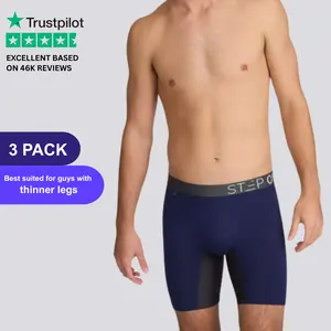 Step One Men's Trunks 3 Pack, Anti-Chafe, Breathable Bamboo Fabric, UltraGlyde Panels, Hidden Elastic Pouch, Premium Underwear, Athletic Daily wear.
