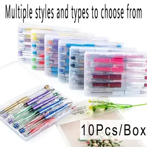Bead Pen Set, 10pcs/set DIY Bead Pen with Storage Box, DIY Making Gift for Office School Teacher Bridal Graduation Ceremony, Beaded Pen