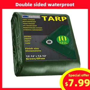 Heavy Duty Waterproof Tarp – Multi-Purpose Green Tarp for Camping, Tents, Trucks, Outdoor Shelter, UV & Mildew Resistant, Tear-Resistant
