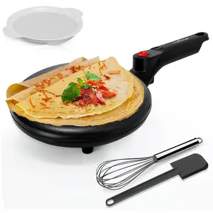 8" Electric Crepe Maker – Nonstick Griddle With Auto Temperature Control, 800W High-Powered Heating & Cool-Touch Handle - Countertop Kitchen Appliance For Crepes, Pancakes & Eggs - Cooking Essentials