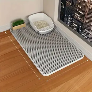 Cat Litter Mat Kitten Litter Catching Mat Honeycomb Double Layer, Urine And Waterproof, Easier To Clean, Cat Litter Box Mat Dispersed Control, Reduce Waste, Soft Claws, Non-Slip