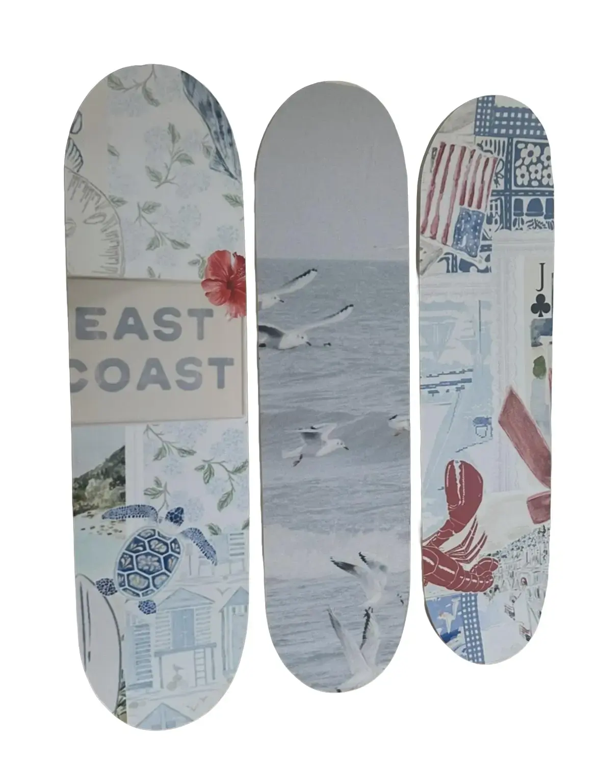 East Coast Beachy Theme Skateboards Set of 3