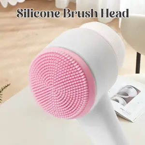 1 Count Double-Headed Facial Cleansing Brush, Gentle Exfoliating Brush for Daily Face Wash, Soft Silicone Bristles for Sensitive Skin, Blue or Pink