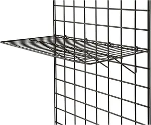 Garment Racks BLK-2412 Grid Panel Display Shelf Clothing Display Rack Grid, Heavy Duty Shelves, 12"D x 23-1/2"W Straight Shelf for Grid Panel, Black Finish, Wire, (Box of 6) (Pack of 6)