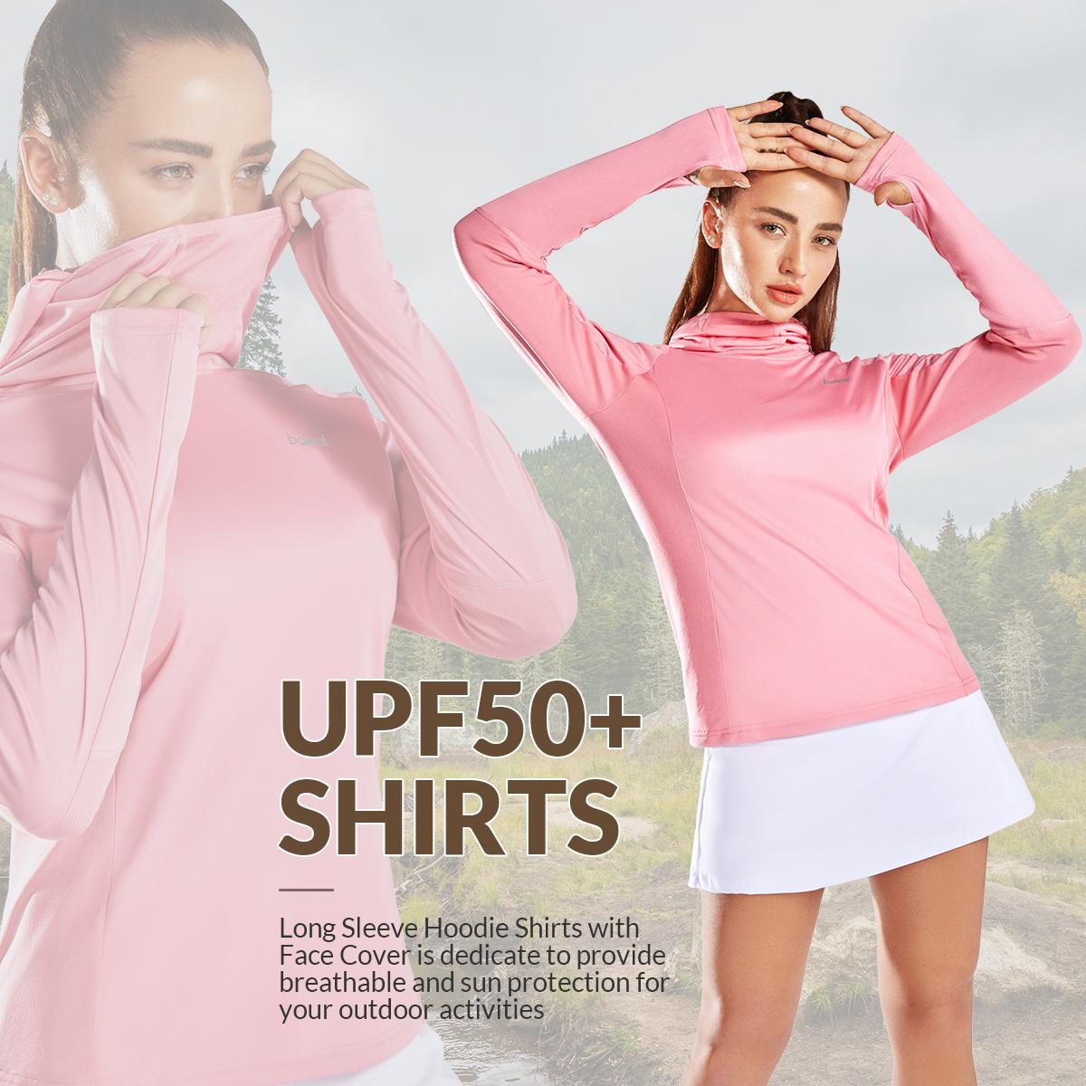 baleaf 2025 Women's Sun Protection Hoodie Face Mask UPF 50+ Long Sleeve Thumbholes UV SPF T-Shirts  Neck Gaiter Fishing Hiking Lightweight Rash Guards