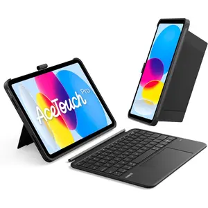 AceTouch Protective Keyboard Case for iPad A16 11th Gen 2025 11 inch, iPad 10th Gen 2022 10.9 inch, Detachable Keyboard with 5.1" Larger Touchpad, with Pencil Holder,QWERTY