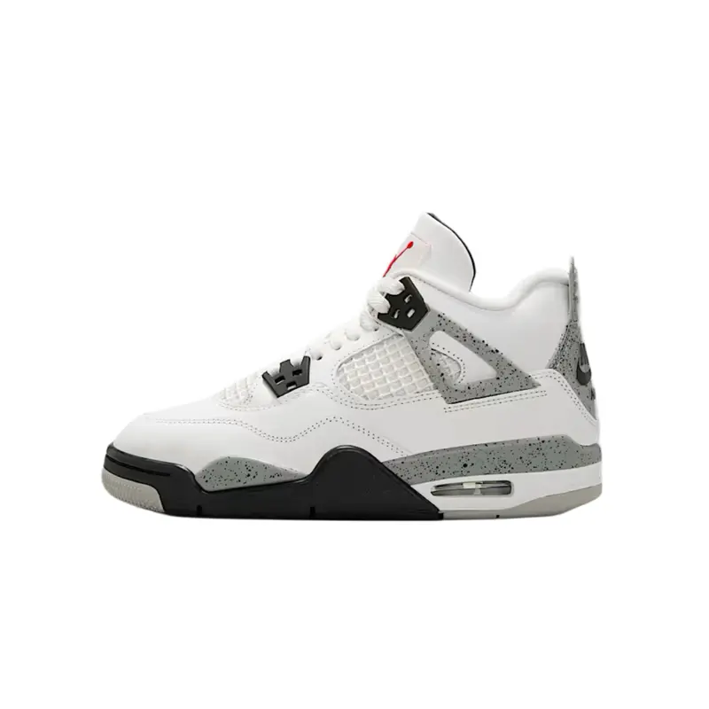 Nike Air Jordan 4 Retro White Cement 2025 Youth-Women’s Athletic Trainer, Rubber-Soled Sports Shoes, Stylish Fashion Footwear, Sneakers, Casual, Training, Closed, 4.5Y / 6W, Speckled
