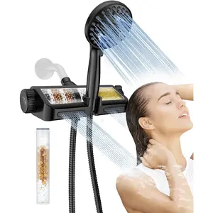 Filtered Shower  with Handheld Combo Matte Black - Dual 2-in-1  System with Massage Shower and 10 Modes Hand Held Shower, High  with Built in Power Wash Mode
