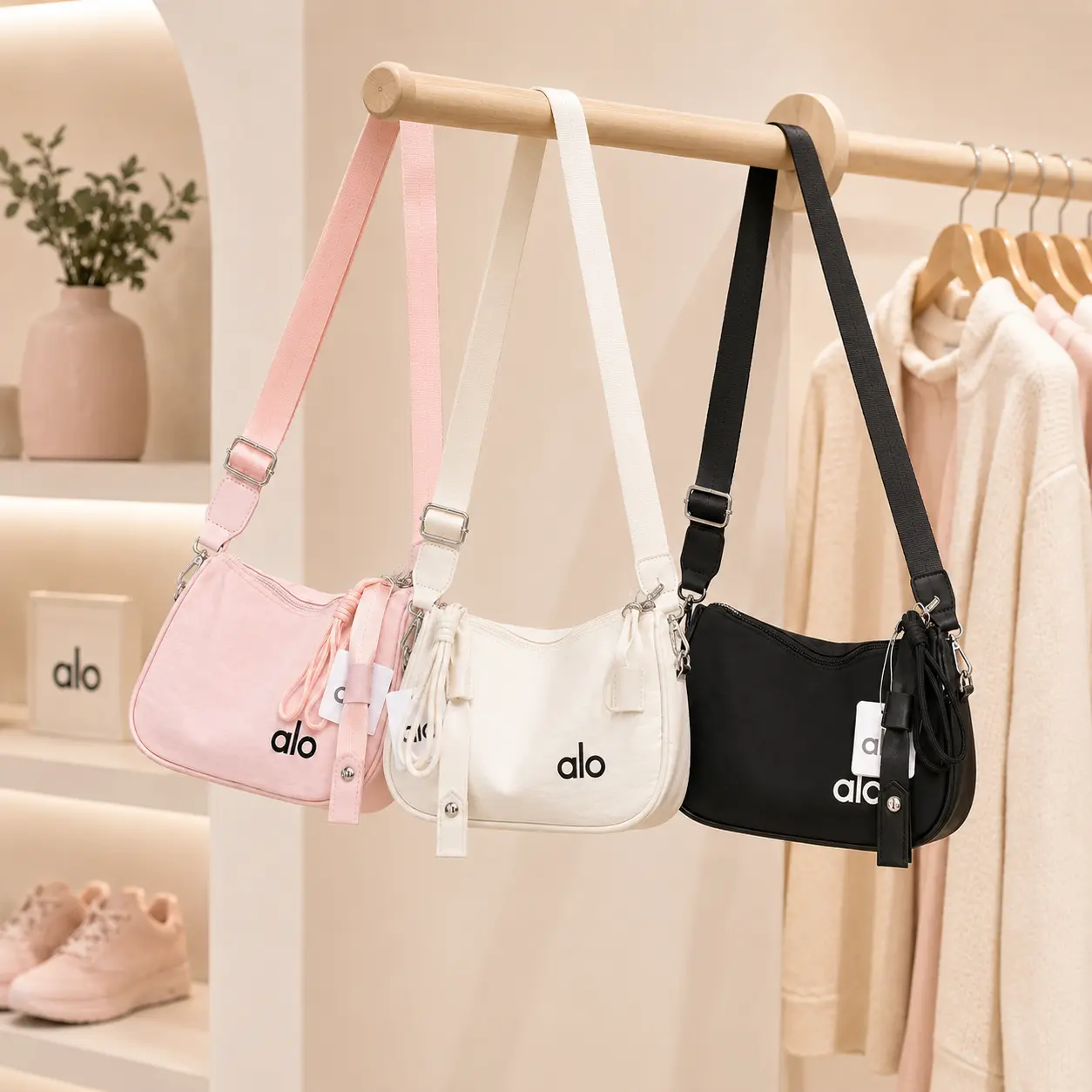 Women’s Mini Shoulder Crossbody Bag – Adjustable Strap Casual Everyday Handbag with Zipper Closure, Lightweight Travel Purse, Available in Pink, White & Black