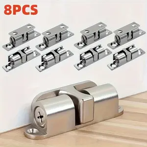 8-Piece Dual Spring Steel Ball Lock Set, Invisible Anti-Jam Door Buffer, Adjustable Tension Latch for Furniture Cabinets Closets, Door Hardware, Door Security Lock