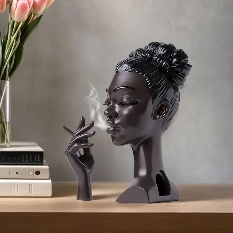 Black Lady Smoky Furnace Creative Lightweight Luxury Desk Ornament Figurine Resin Craft Home Fragrance Decor Black Incense Burner