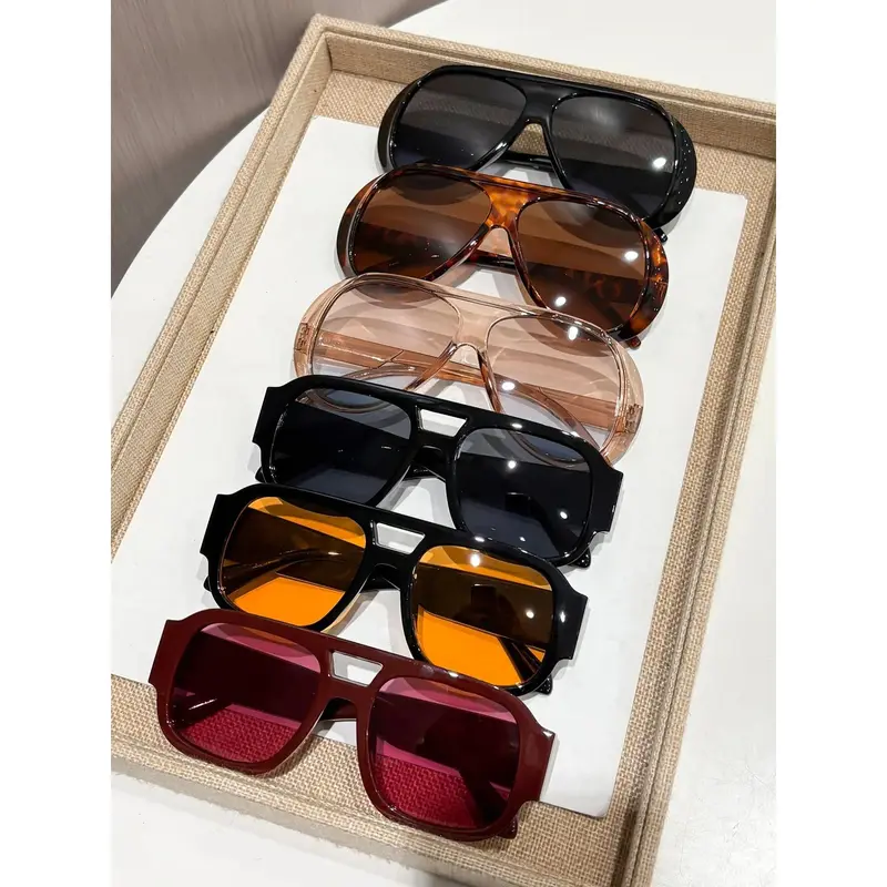 Women's 6-Pack Classic Y2K Trendy Vintage Sunglasses, Lightweight Durable Plastic Animal Print Casual Style Eyewear for Driving, Beach Sports & Outdoor Activities