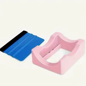 Various color Set- Silicone Cradle with Built-in Slot and Felt Edge Scraper  to customize cups using Vinyl Stickers on Bottles and Glasses -