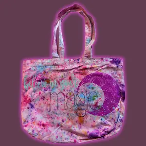 Tree of Life Moon Tote – Pink Glitter Tree & Crescent Celestial Bag