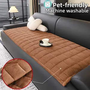 1 PC Solid colour Sofa Cover,  Corduroy Thick Quilted Ribbed Couch Seat Protector Pad, Non Slip Machine Washable Pet Friendly Sofa Cover, Anti Scratch Soft Sofa Protector for Cats & Dogs, Sectional, Loveseat, 3 Seater Couch.