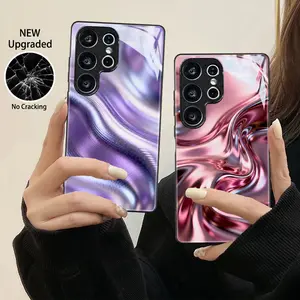 Iridescent Marble Swirl Case For Samsung S26 Plus S26 Ultra 5G Flexible Acrylic Glossy Phone Case