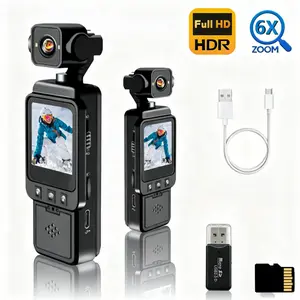 Sports Camera 1080P HD Action Cam with 360 Panoramic View, Lens, 6X Digital Zoom & WiFi Hotspot, IR Night Vision & Motion Detection, Loop Recording for Running Cycling Skateboarding, Rechargeable Body Camera with TF Storage