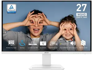 MSI PRO MP273QW E2 27-inch IPS 2560 x 1440 (QHD) Computer Monitor, 100Hz, Adaptive-Synch, HDMI, DP Port, VESA Mountable, Tilt, Speaker, 1ms, White